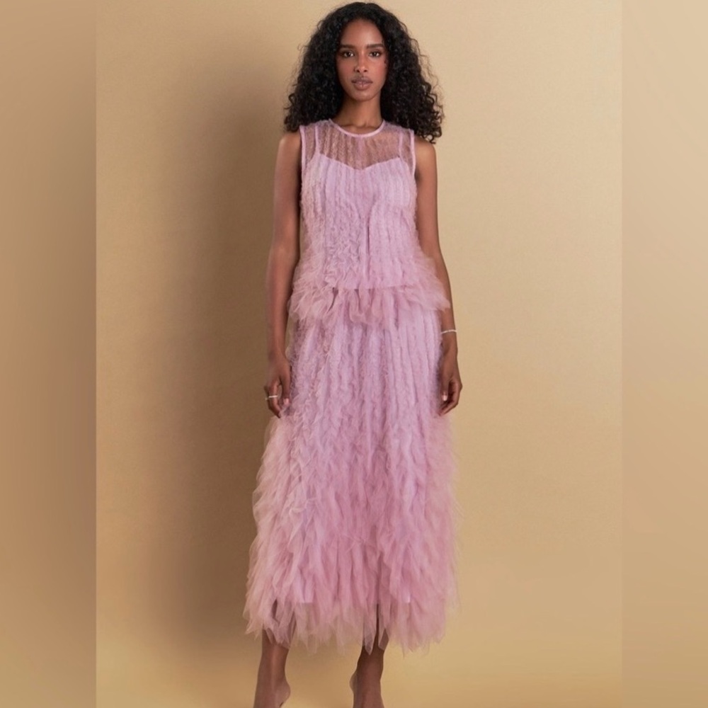 Endless Rose Ruffle Sleeveless Tulle Top and Skirt in Mulberry Size S/M NWT